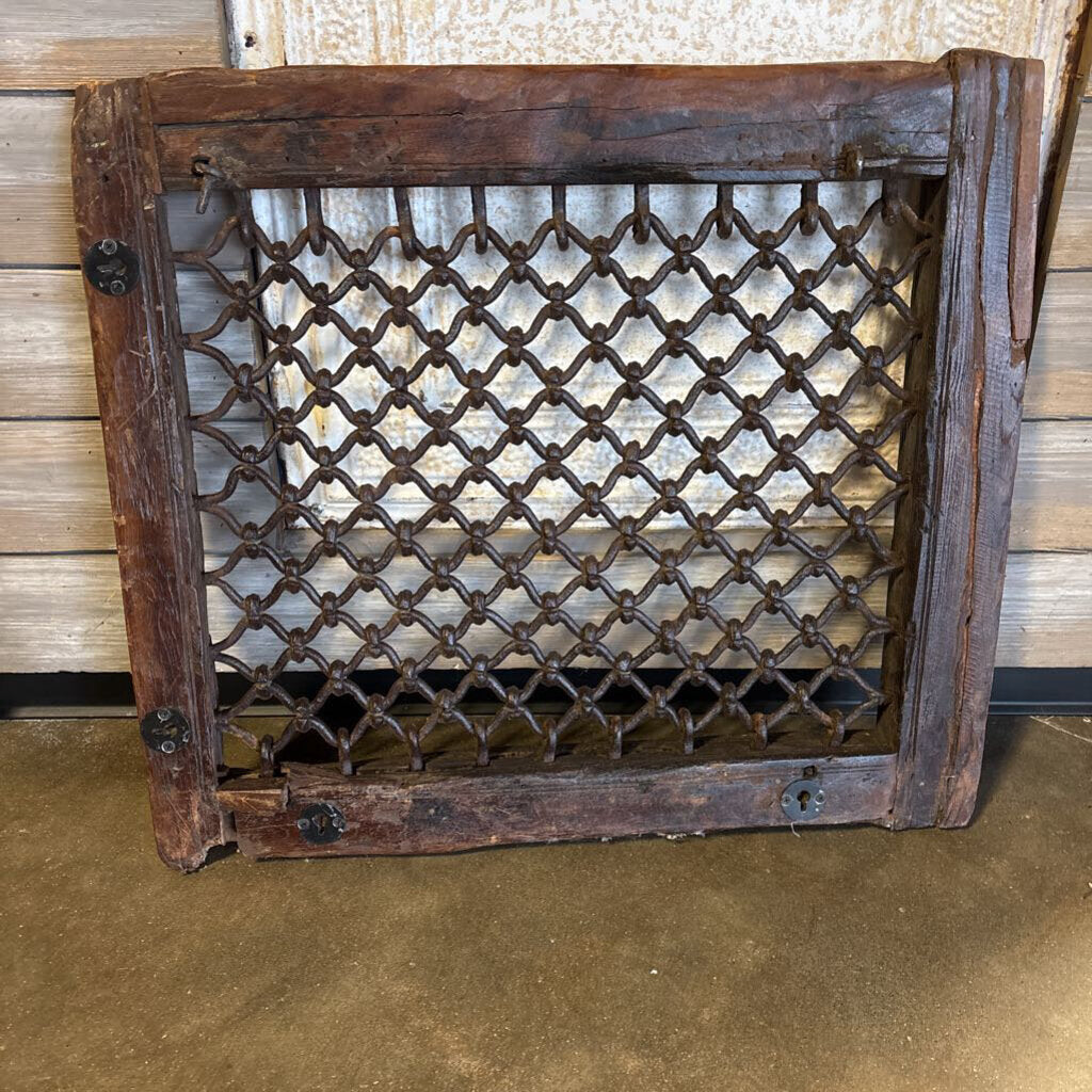 Vintage Wood/Metal Window Panel 27.25 X 24