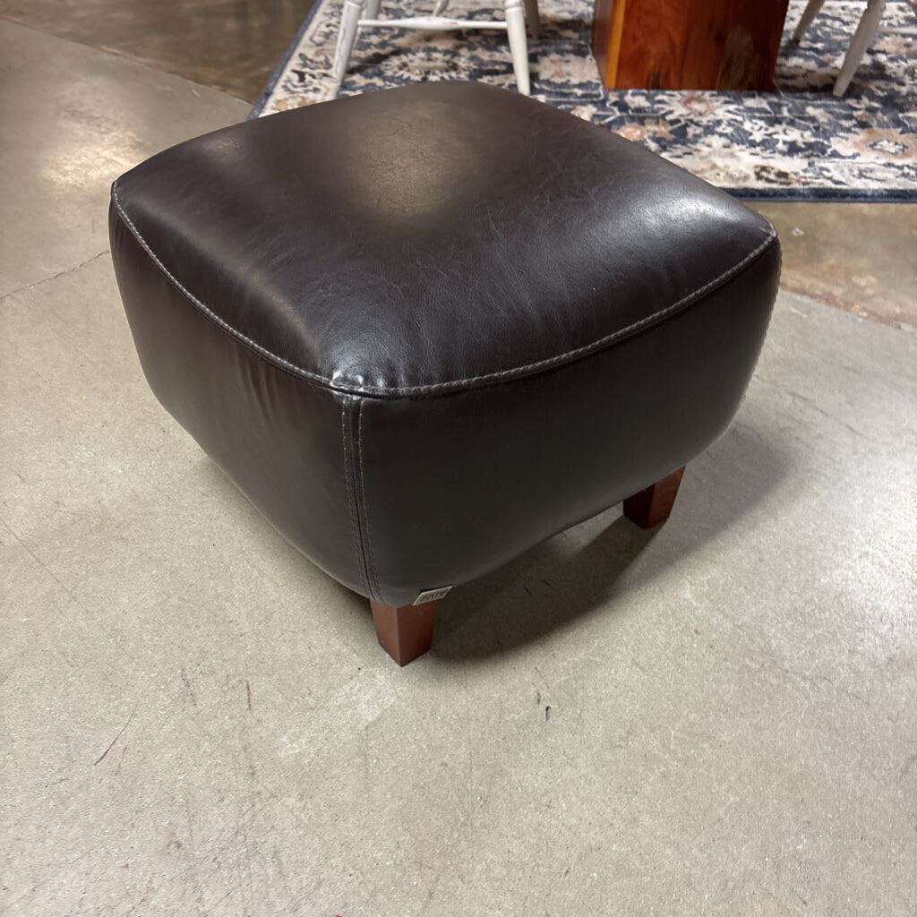 Calia Small Leather Ottoman
