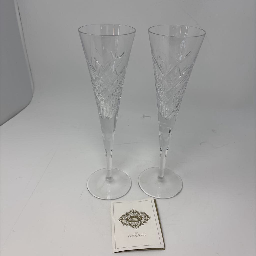 Shannon by Godinger Toasting Flutes Pair