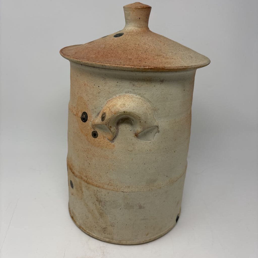 Stoneware Pottery Canister with Lid