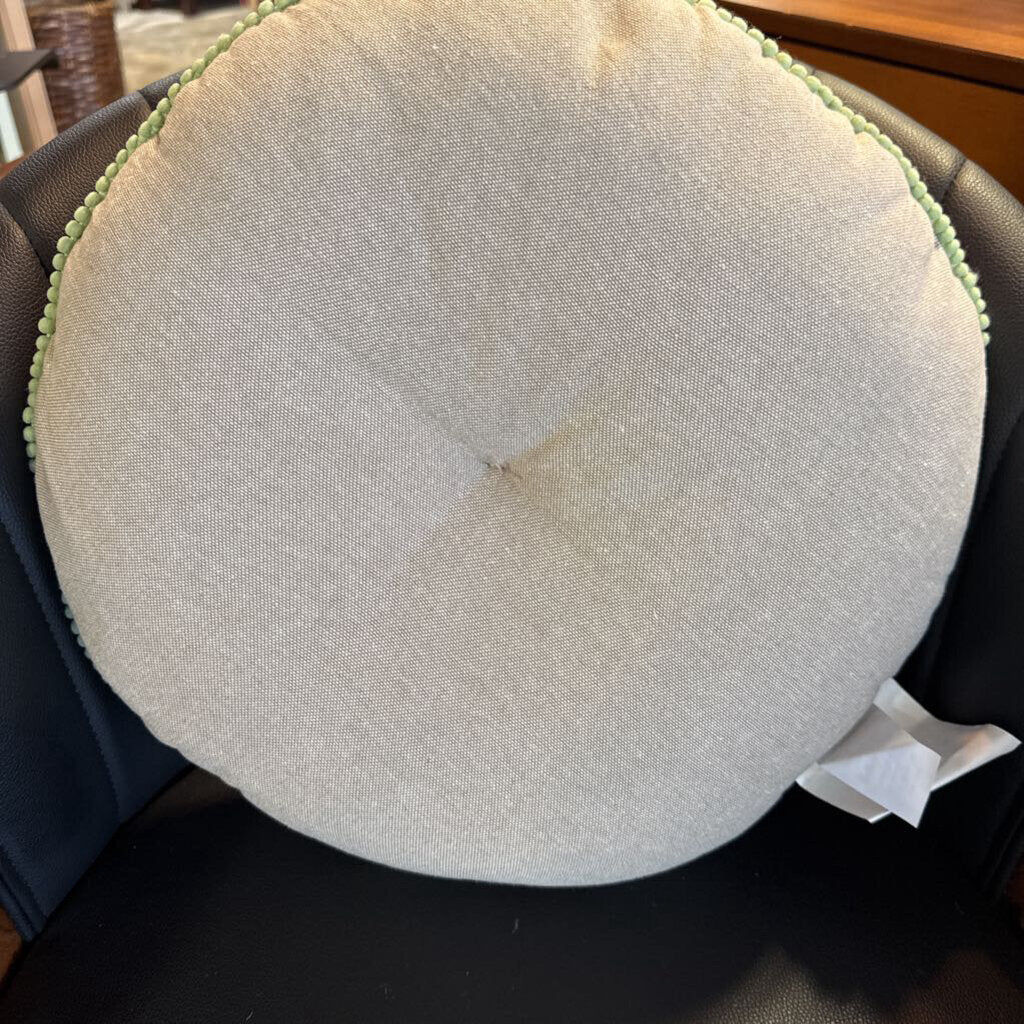 Round Pink Cotton Velvet Embroidered Mini Pom Pom