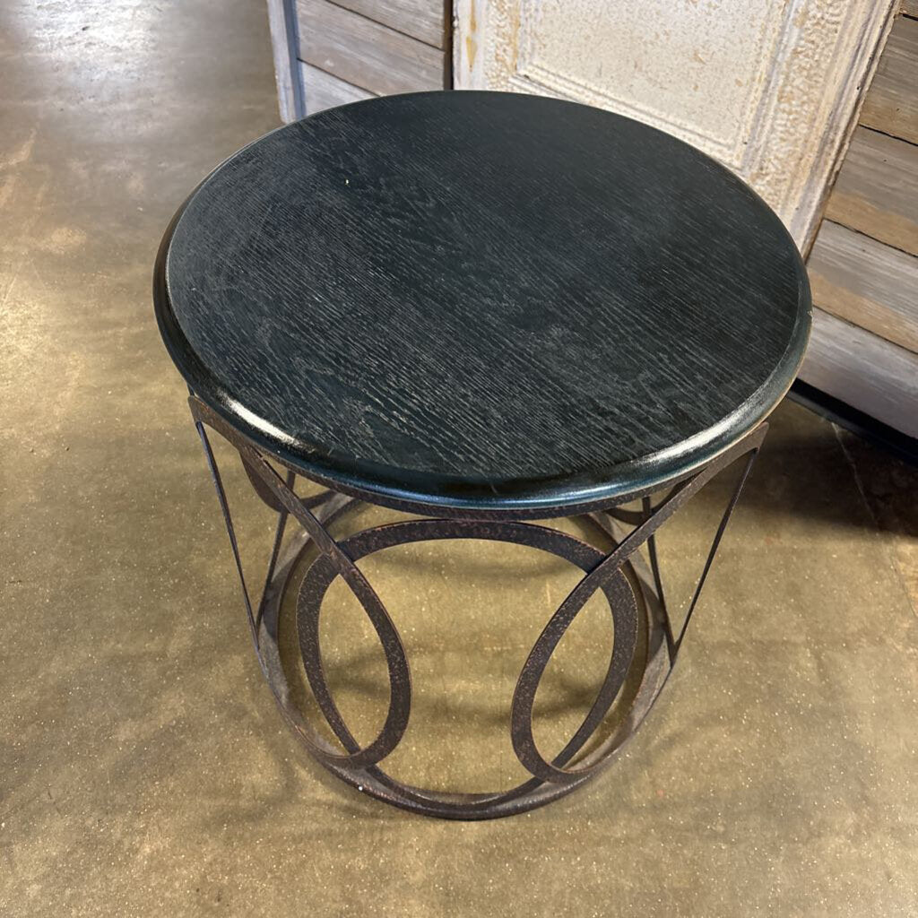 Metal Swirled & Wood Top Table