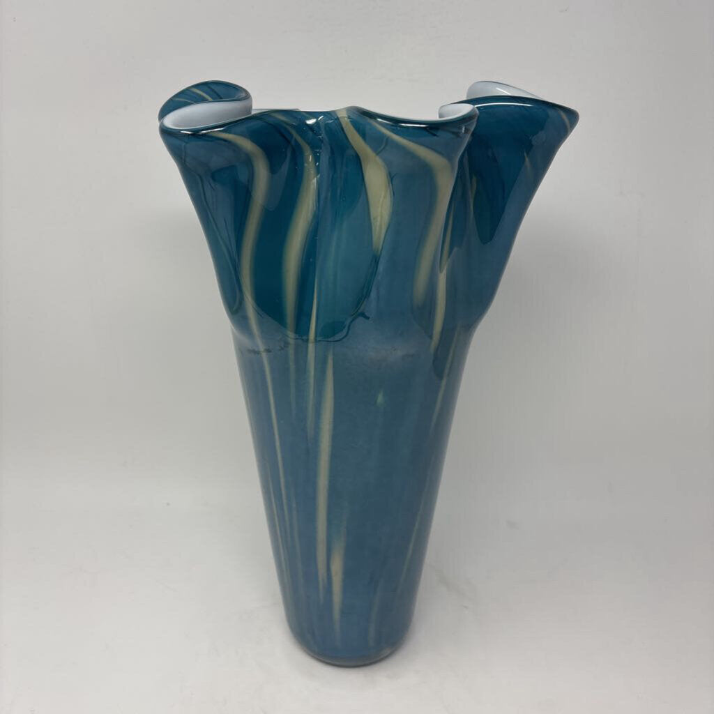 Glass Vase with Ruffled Rim 13.25"H