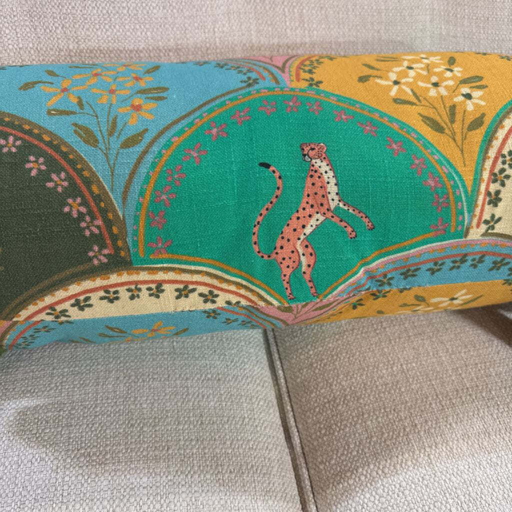 Cotton Bolster Tiger with Tassels Pillow