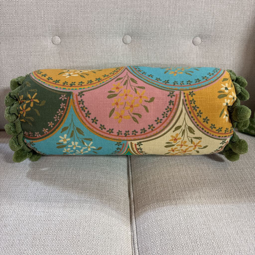 Cotton Bolster Tiger with Tassels Pillow