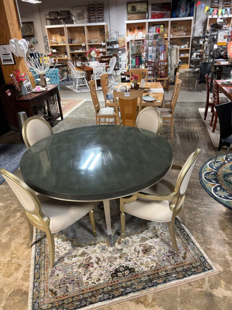 Round Dining Table with 6 Chairs 62"R (RT $8000)
