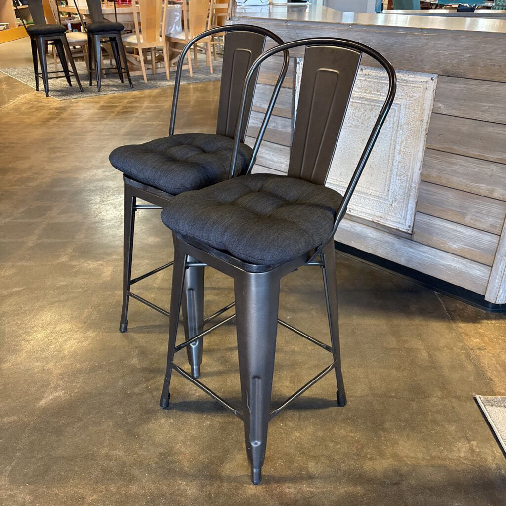 Set 2 Counter Stool Metal with Cushion
