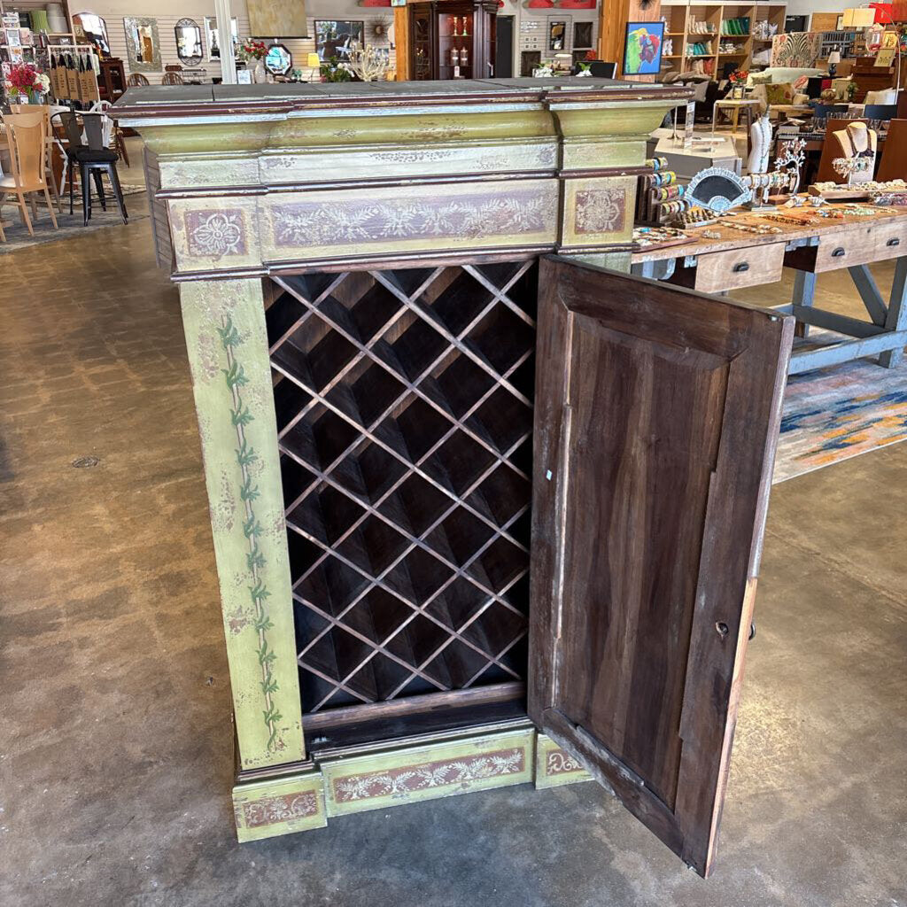 Hand Painted Vintage Wine Cabinet