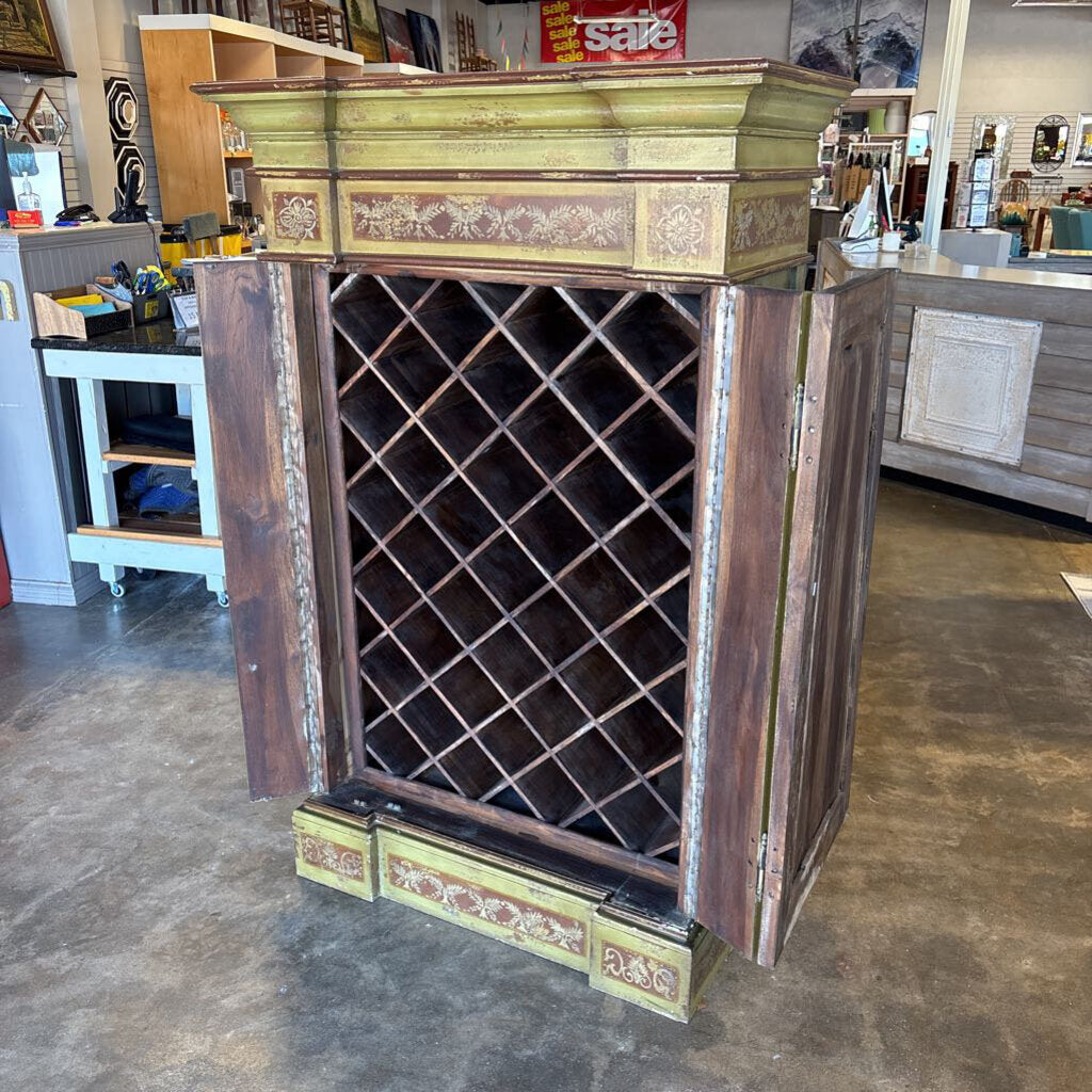 Hand Painted Vintage Wine Cabinet