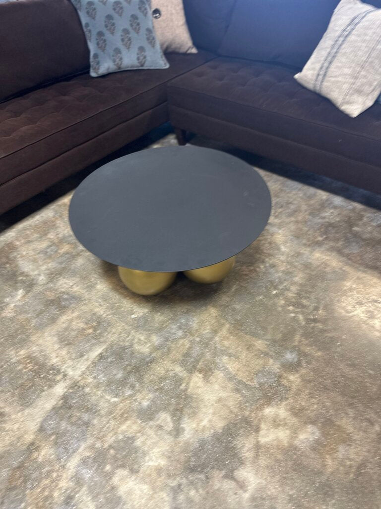 Meridian Brass Round Black Top Table