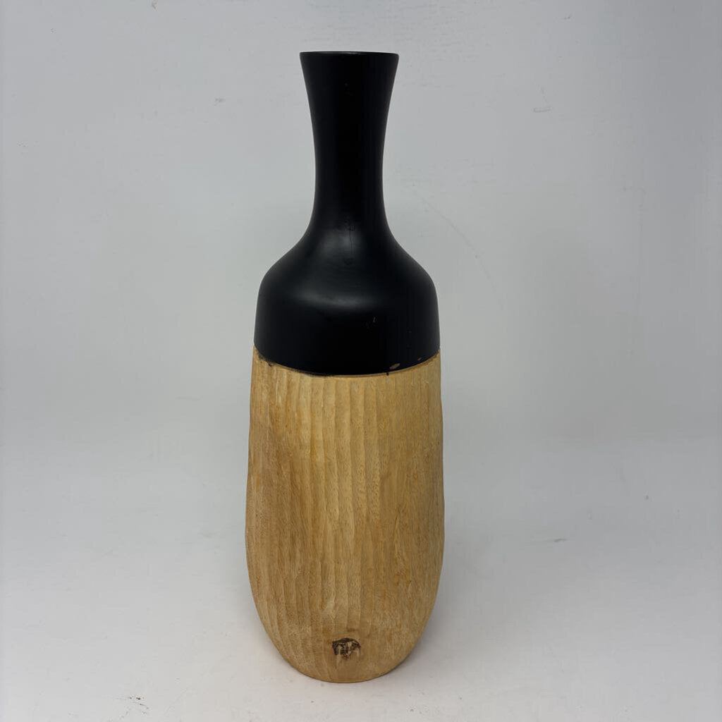 Wood Chiseled 14" Vase