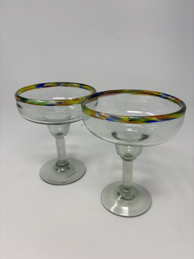 Hand-Blown Margarita Glasses Pair