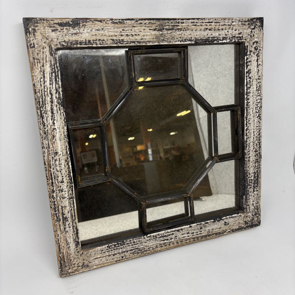 Square Rustic Distressed Mirror 15.5 X 15.5