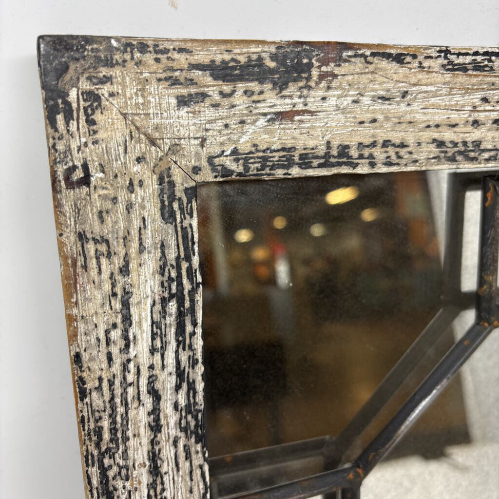 Square Rustic Distressed Mirror 15.5 X 15.5