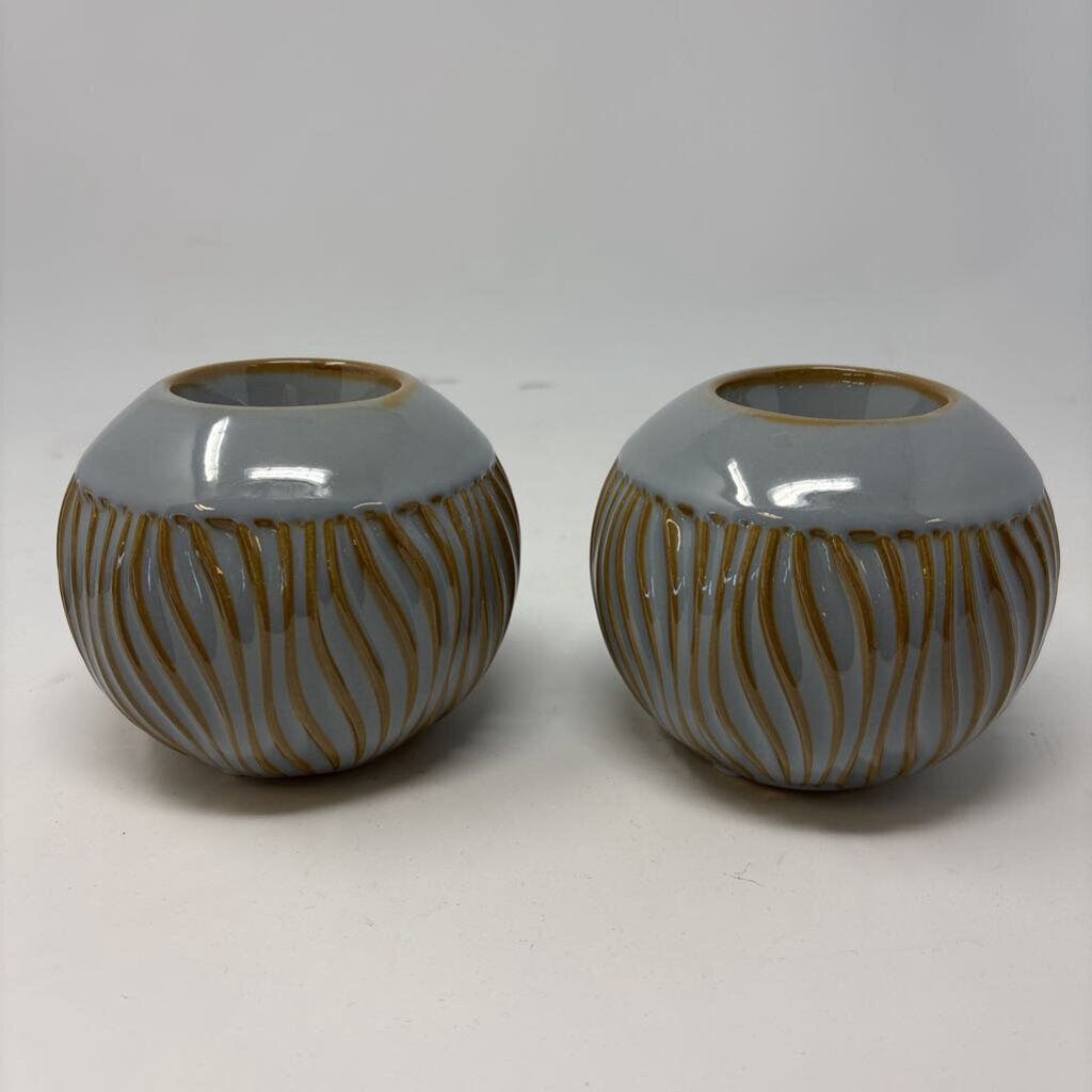 Ridged Swirl Candle Holders Pair
