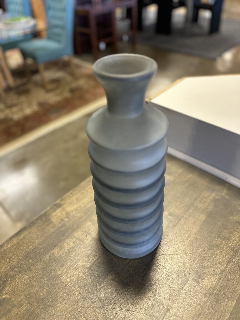 Frosted Ribbed Glass Vase 15"H