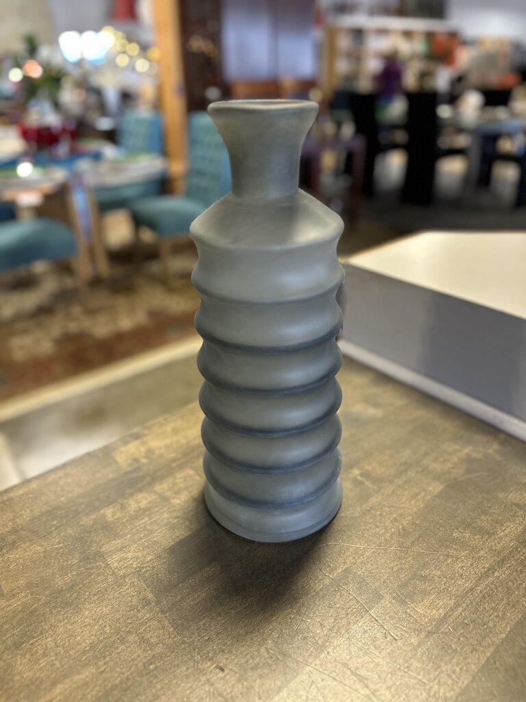 Frosted Ribbed Glass Vase 15"H