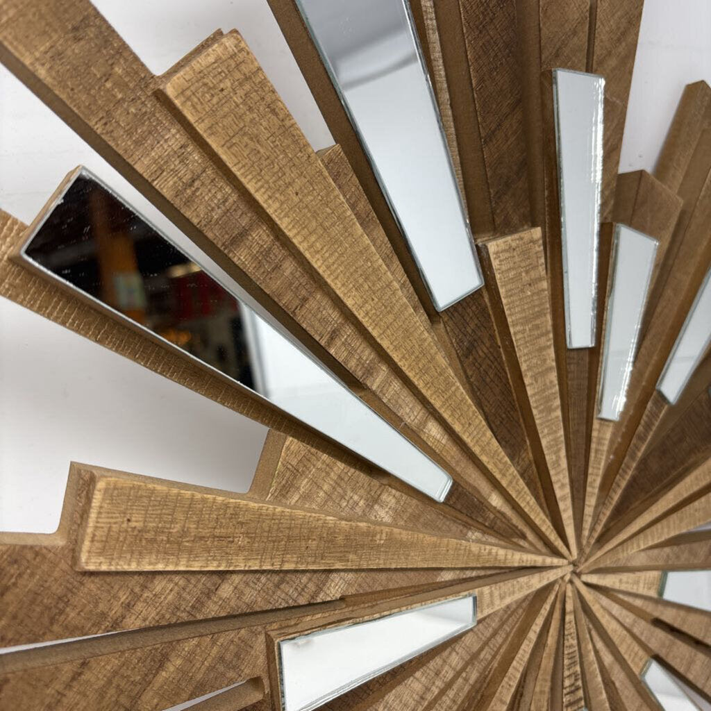 Wood & Mirror Sunburst Art 20 X 20