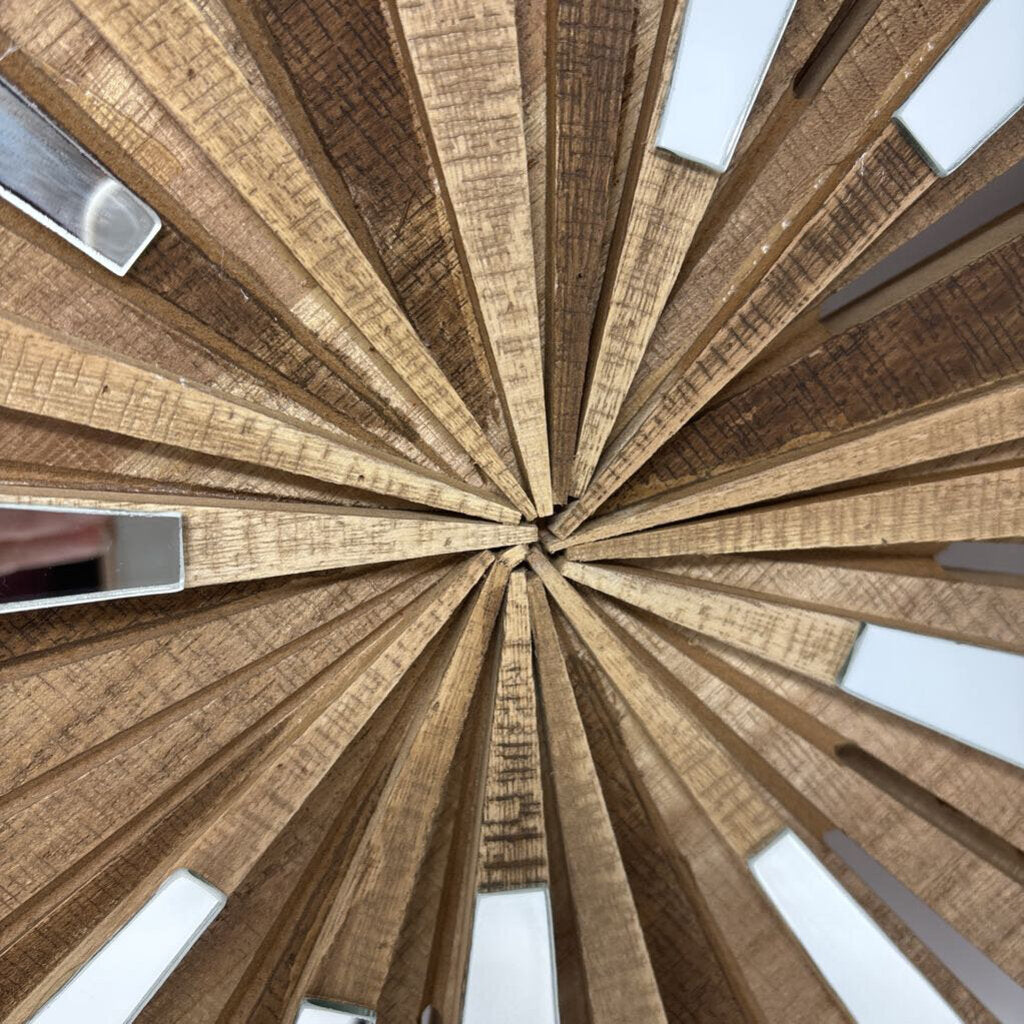 Wood & Mirror Sunburst Art 20 X 20