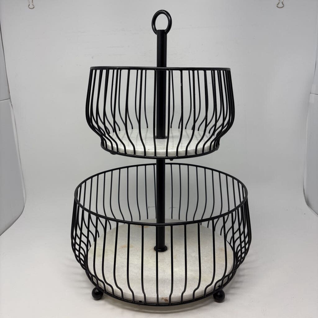Metal/Marble 2 Tier Fruit Basket