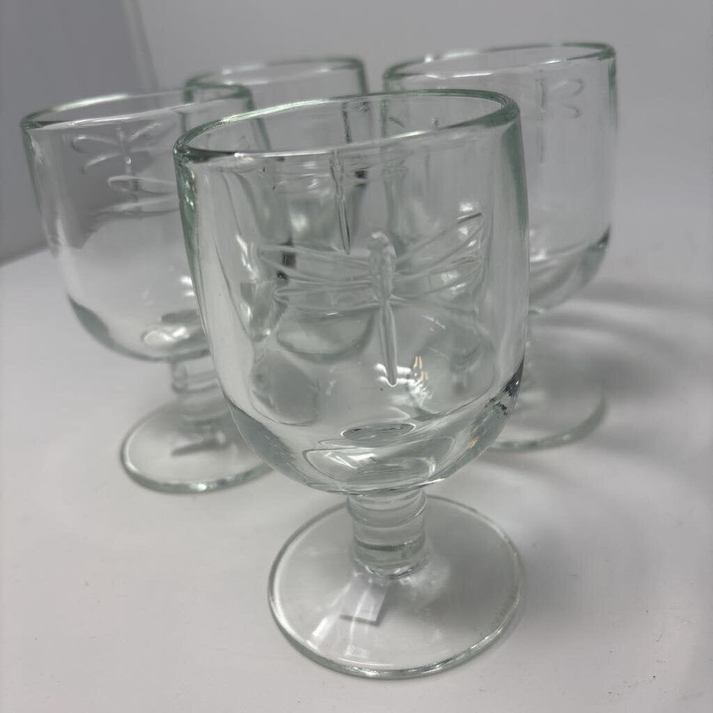 Dragonfly Glass Goblets 4 Pc