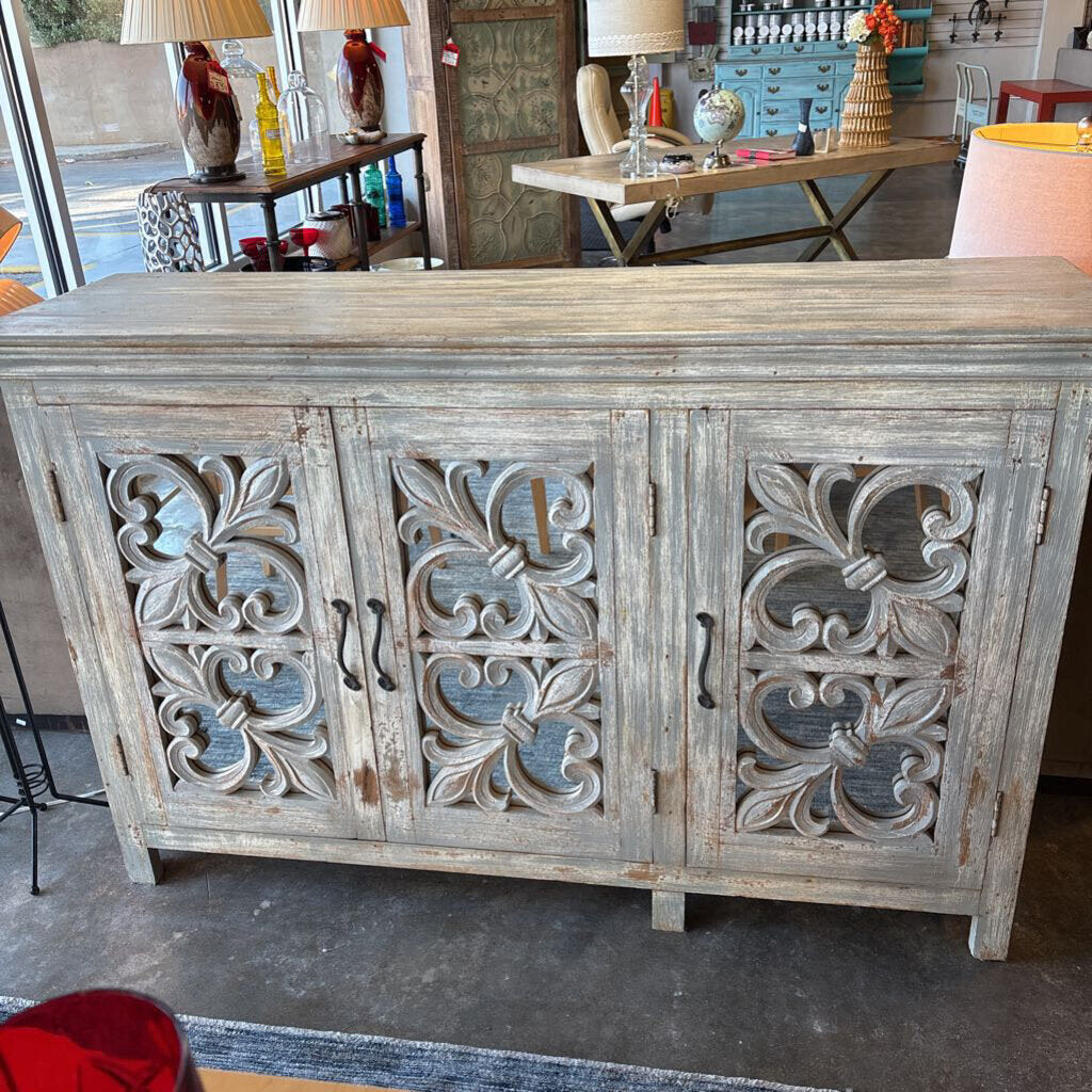 Distressed Mirrored Doors Cabinet 61 X 18 X 38.75