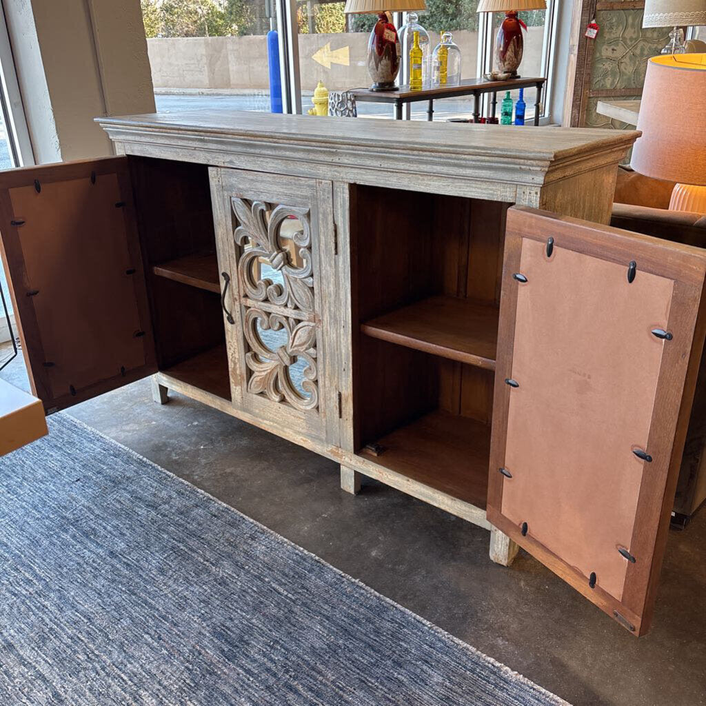 Distressed Mirrored Doors Cabinet 61 X 18 X 38.75