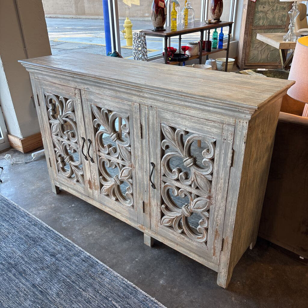 Distressed Mirrored Doors Cabinet 61 X 18 X 38.75