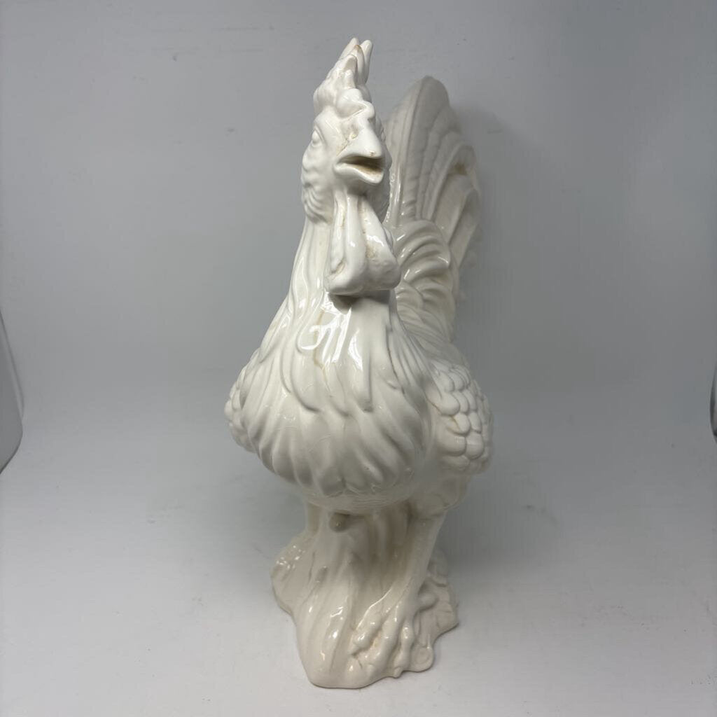 Large White Ceramic Rooster