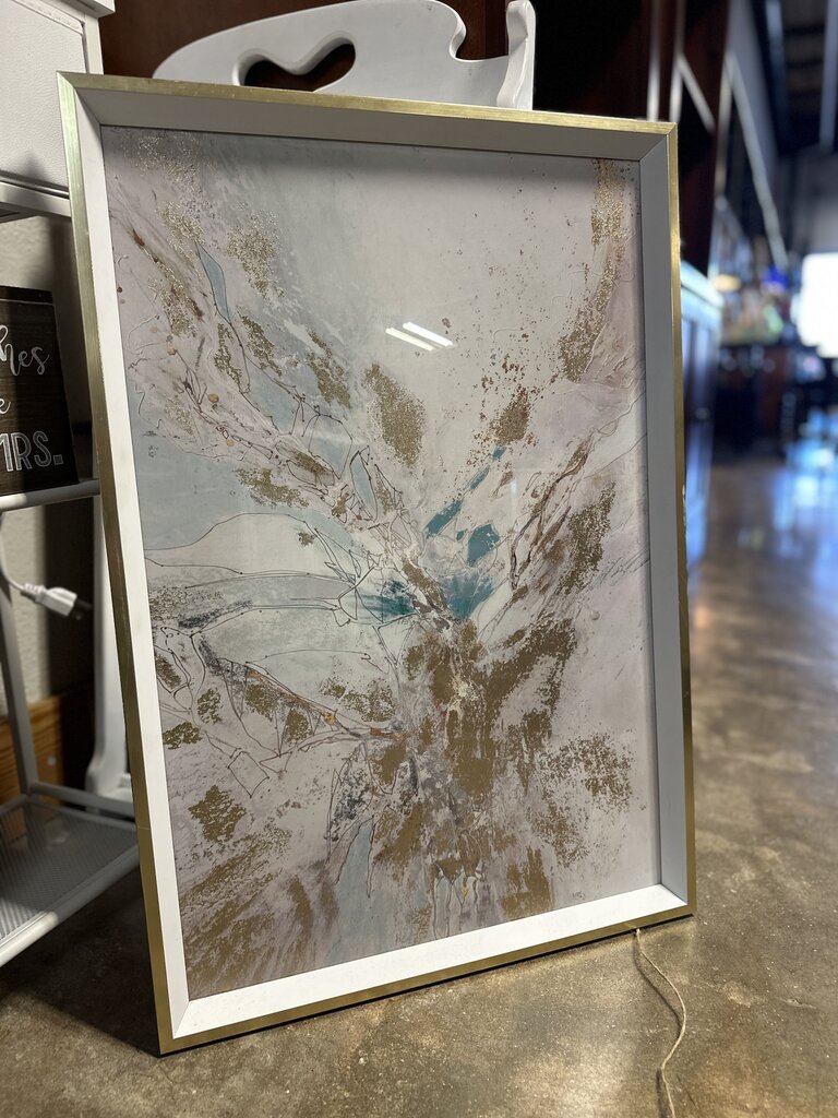 Framed Glass Gold Abstract