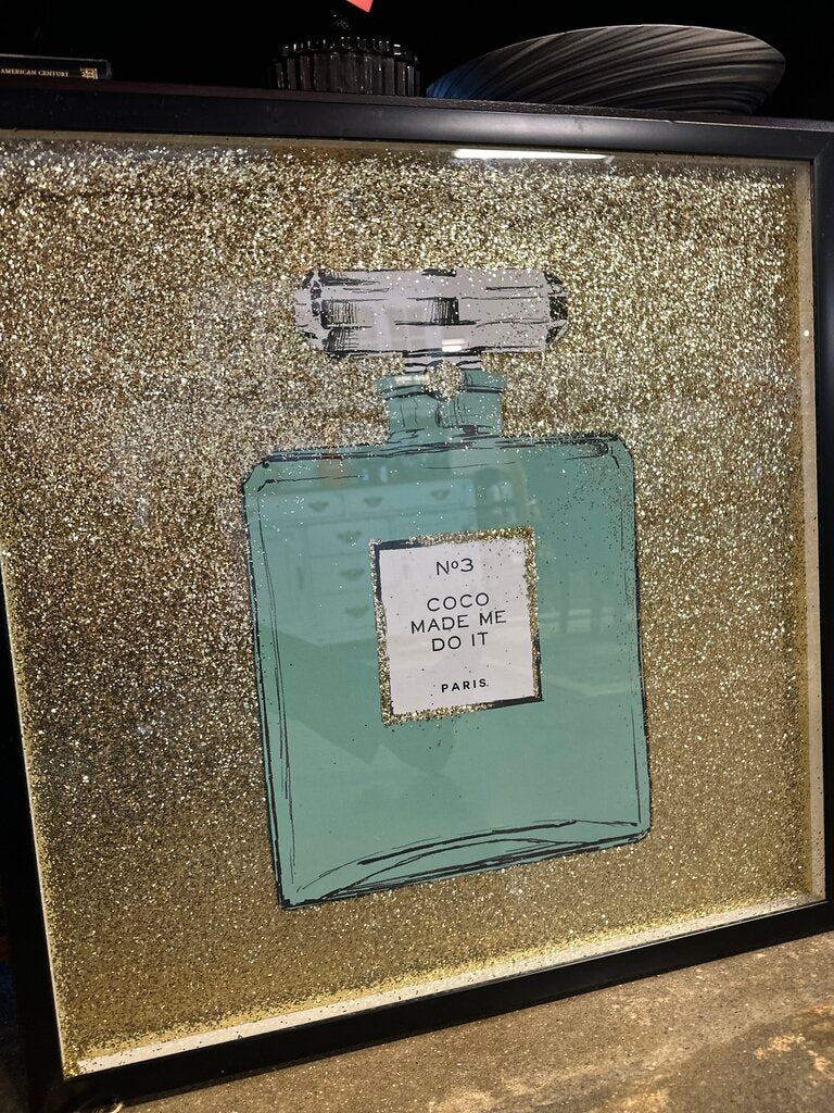 Coco Perfume Shimmer Framed Art