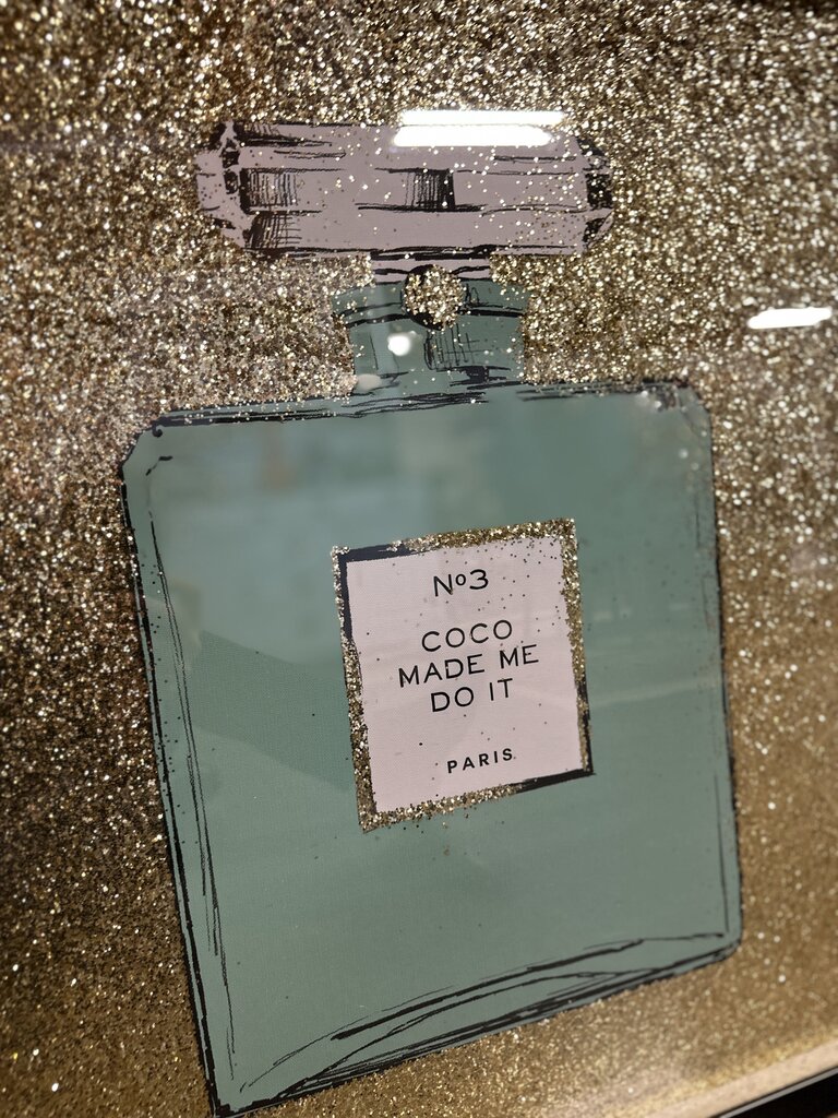 Coco Perfume Shimmer Framed Art