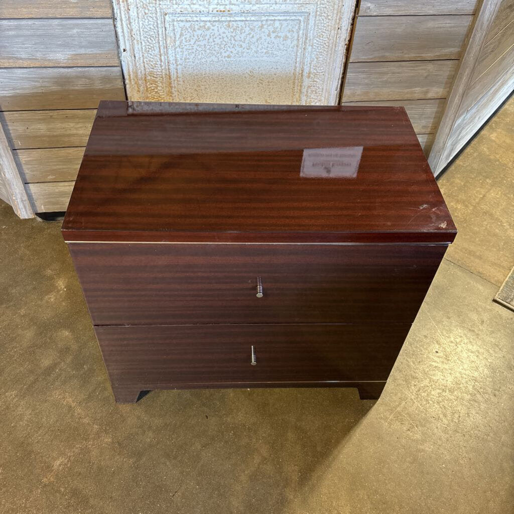 Lacquered Two Drawer Nightstand 27.5 X 16.5 X 24.5