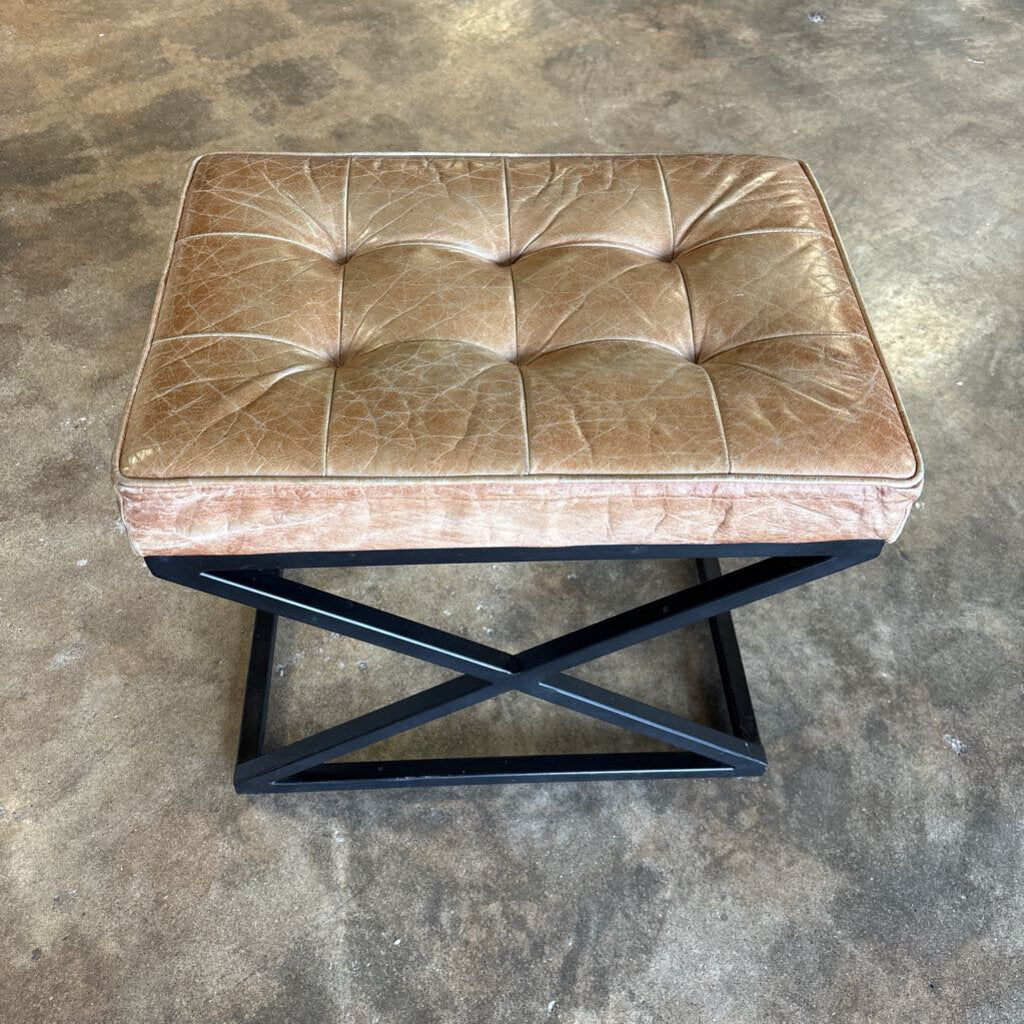Tufted Leather Ottoman