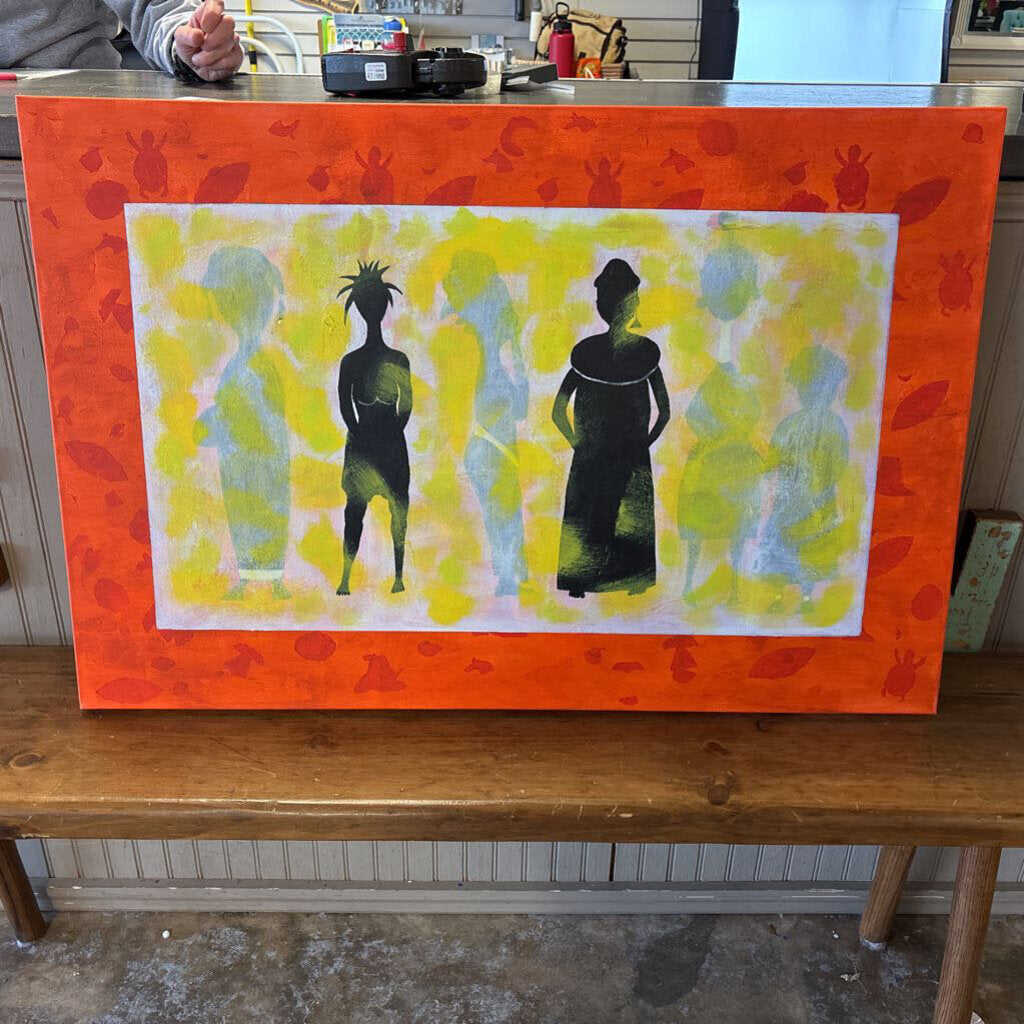 Handmade Nubiana Lady Silhouette Art 36 X 24 Orig. $300