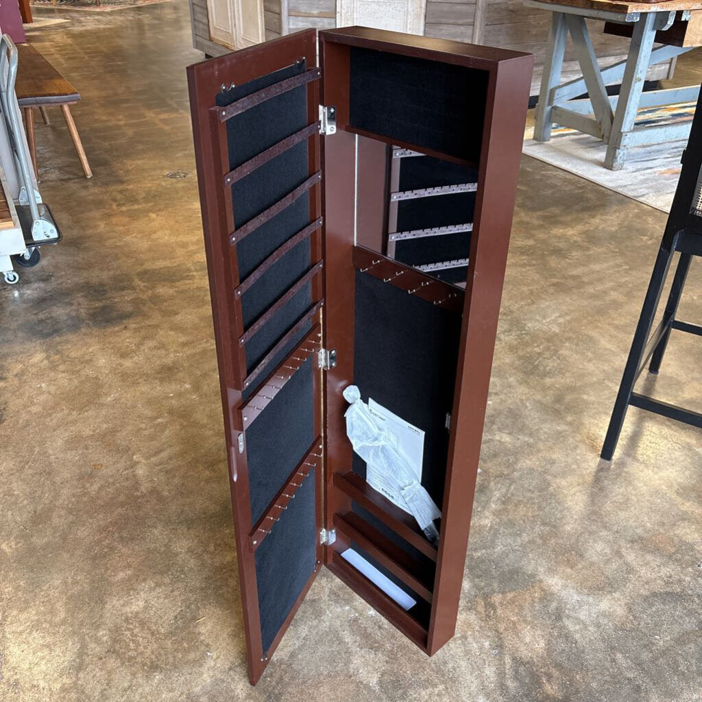 Overdoor Hanging Mirrored Jewelry Cabinet 12.5 X 43.5 X 3.25