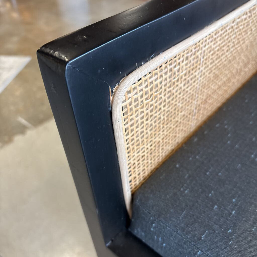 Set 2 Black Caned Cushioned Barstools