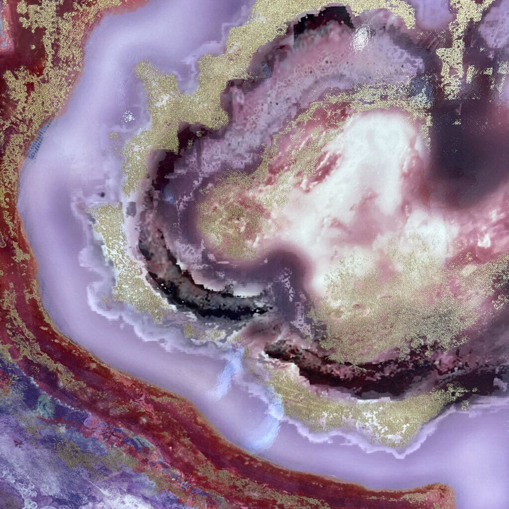 Rose Lilac and Gold Geode Wall Art