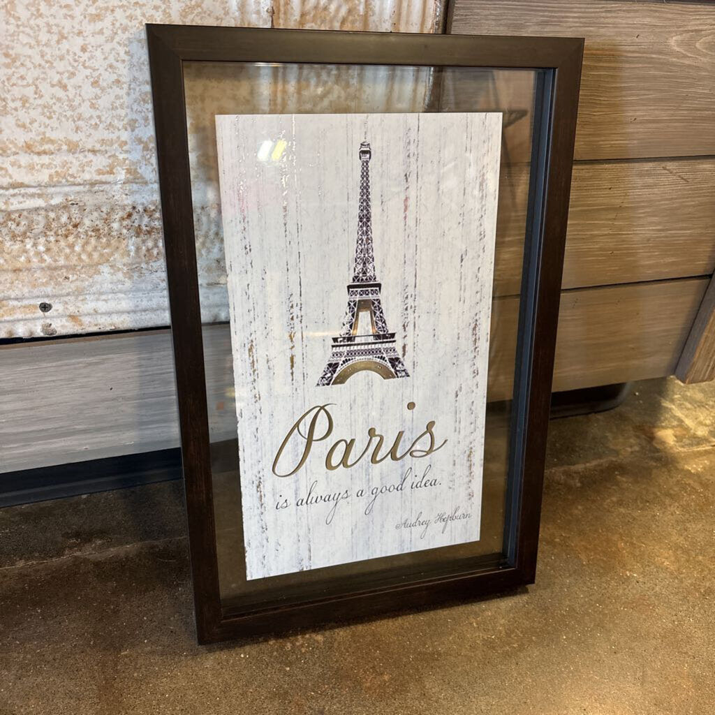 Glass Framed Eiffel Tower Art