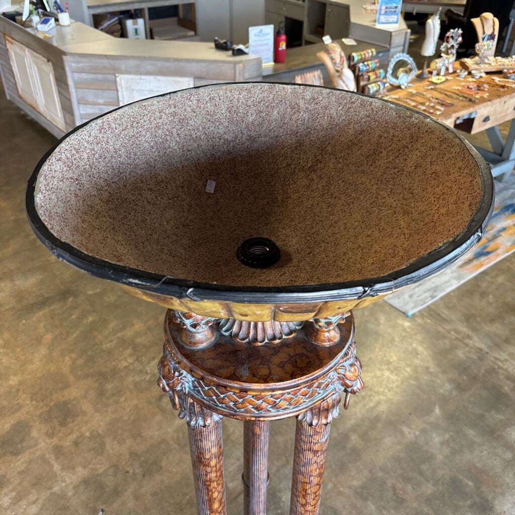 3 Column Lion Torthiere Floor Wood Lamp