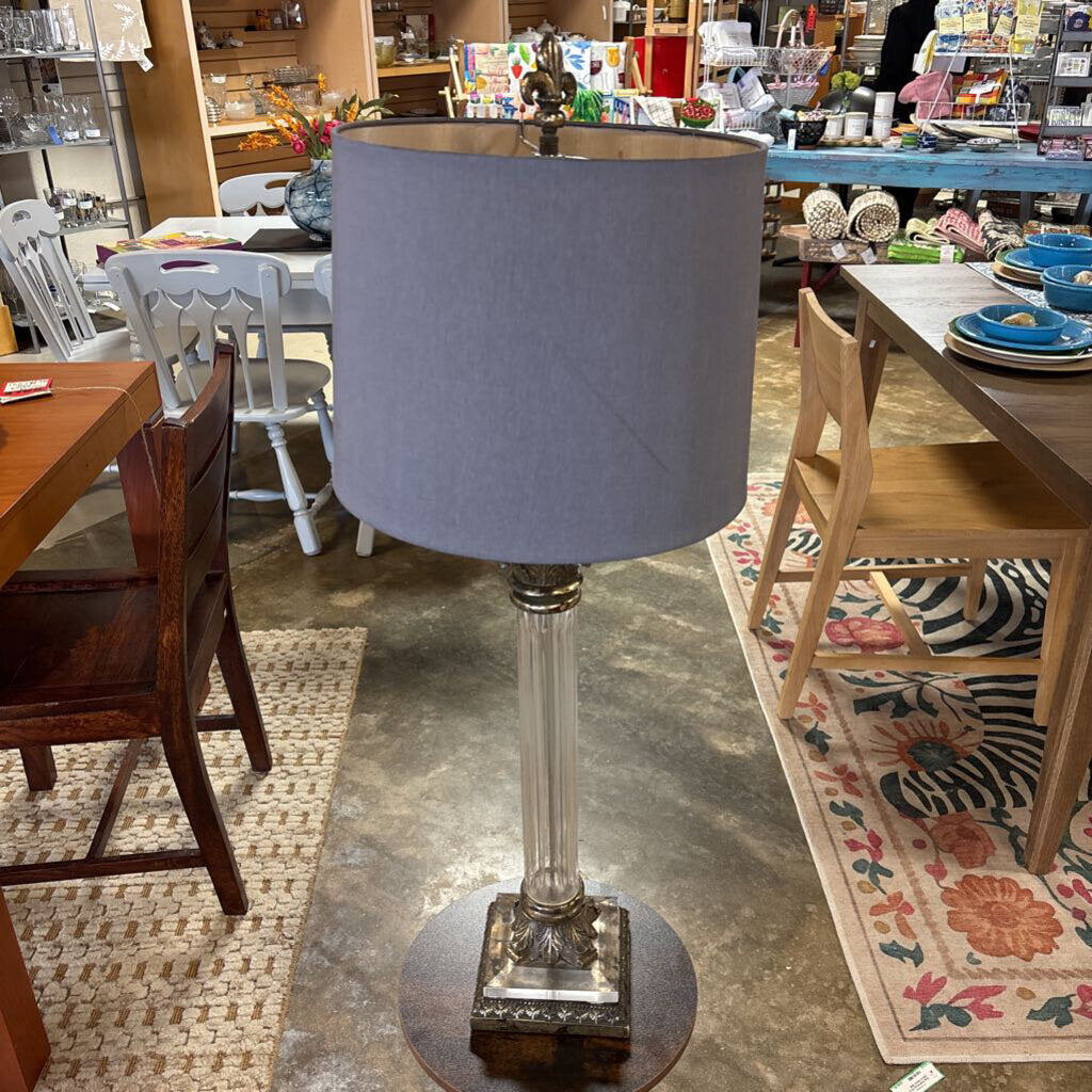 Vintage Glam Column Table Lamp & Silk Shade
