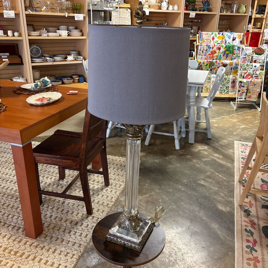 Vintage Glam Column Table Lamp & Silk Shade