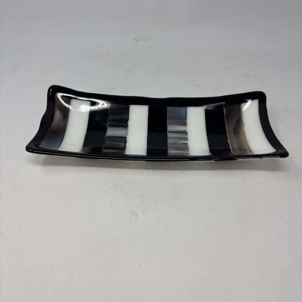 Blown Glass Black & White Tray
