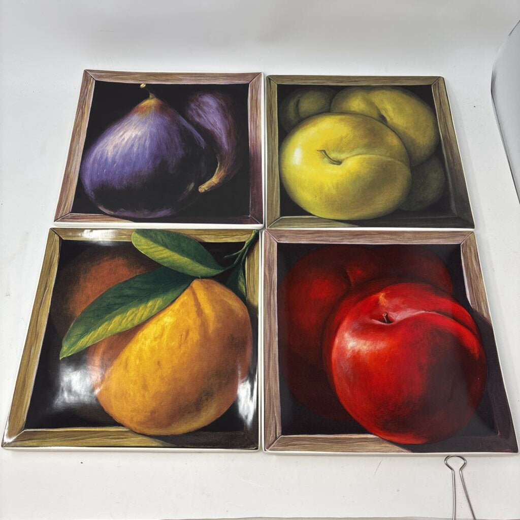 Jay Mercado Fruit Gallery Square Plates 8 PC