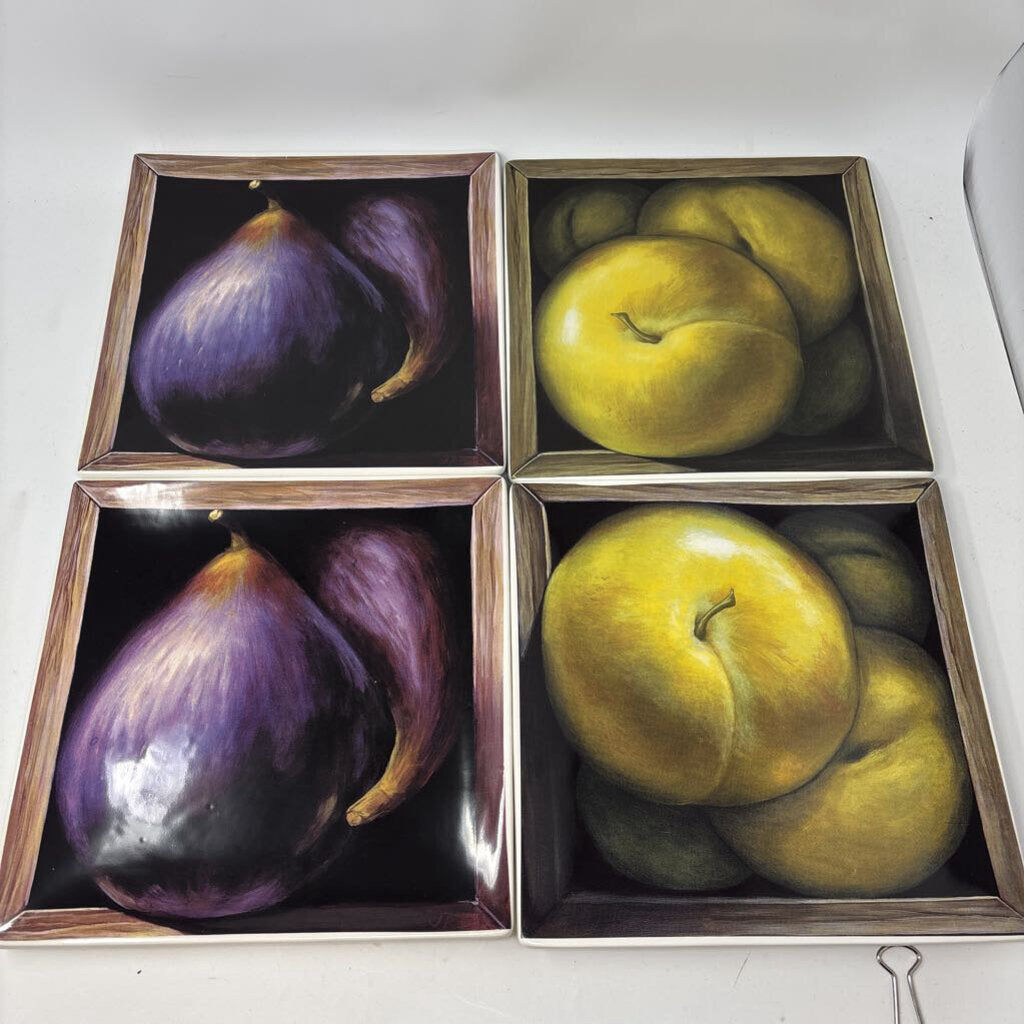 Jay Mercado Fruit Gallery Square Plates 8 PC