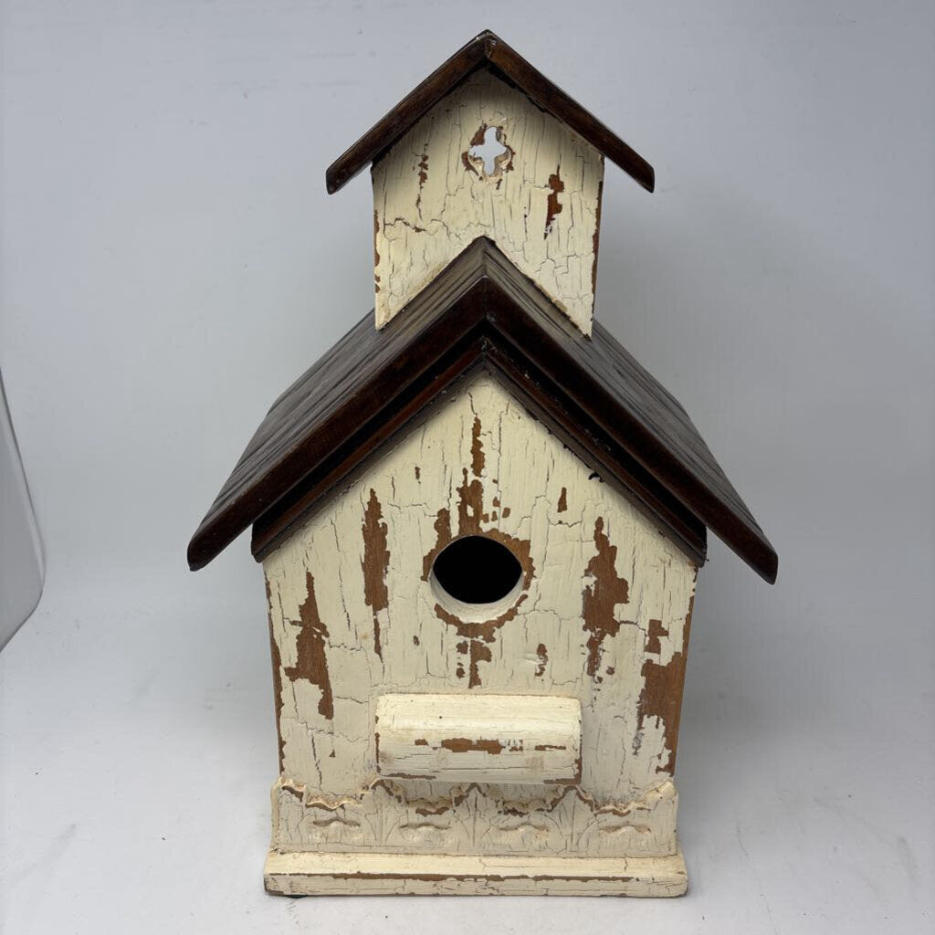 Rustic Wood Church Deco Birdhouse