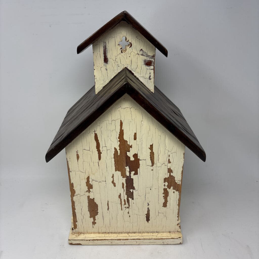 Rustic Wood Church Deco Birdhouse