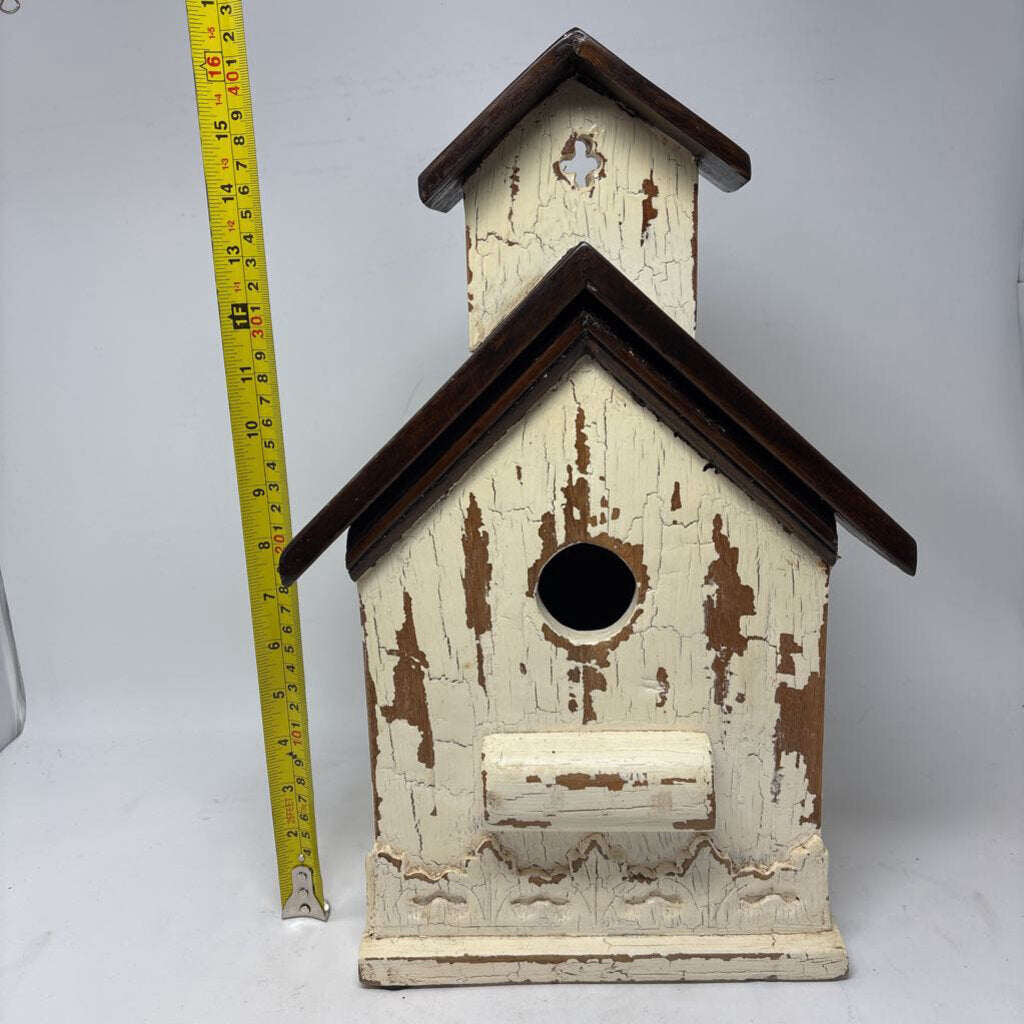 Rustic Wood Church Deco Birdhouse