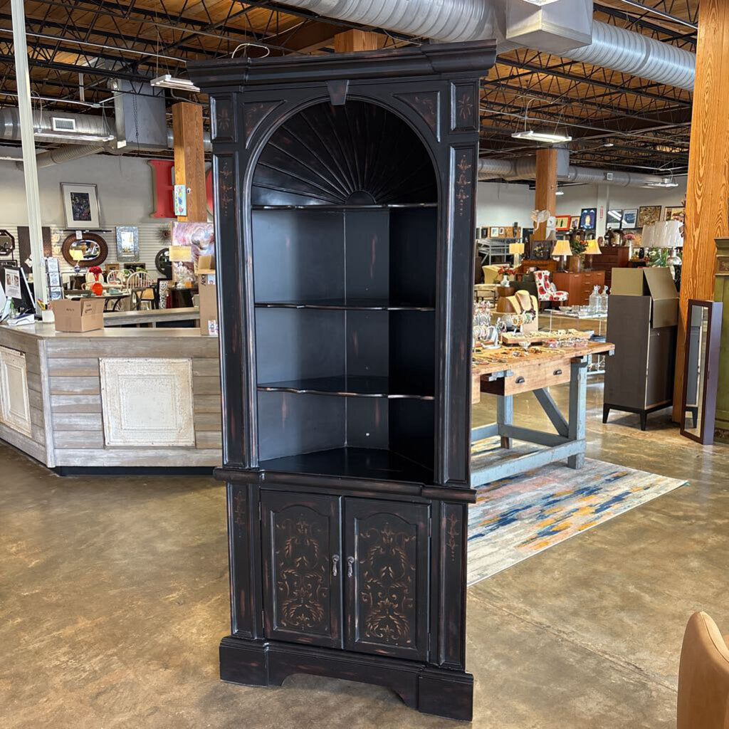 Corner Handcarved Wood Cabinet