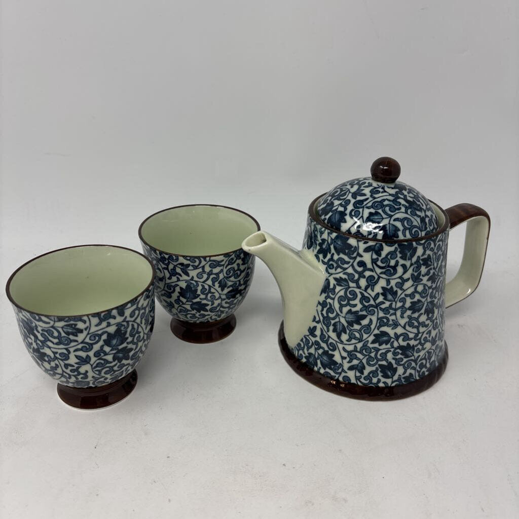 Porcelain Teapot and Two Cups